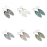 Invisible Clip On, Titanium or Plastic Hook Dangle Earrings, Metal Marquise Shape, 52mm
