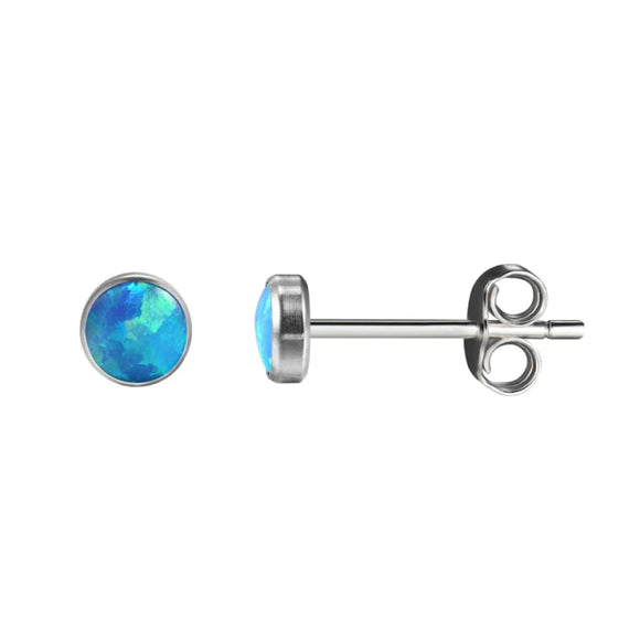 Titanium Bezel Set Opal Stud Earrings