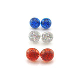Plastic Post or Invisible Clip-On Metal Free Glitter Earrings 10mm