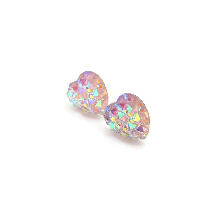Sparkly Heart Stud Earrings