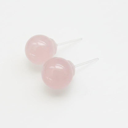 Poteau en plastique ou clip invisible sur boucles d'oreilles en pierre de quartz rose, sans métal