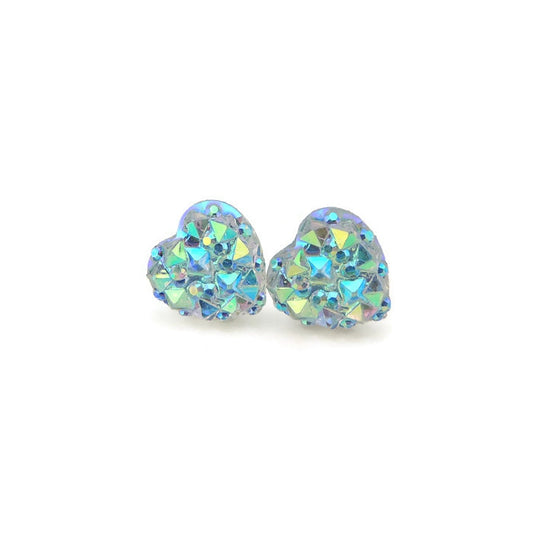 Sparkly Heart Stud Earrings