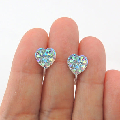 Sparkly Heart Stud Earrings