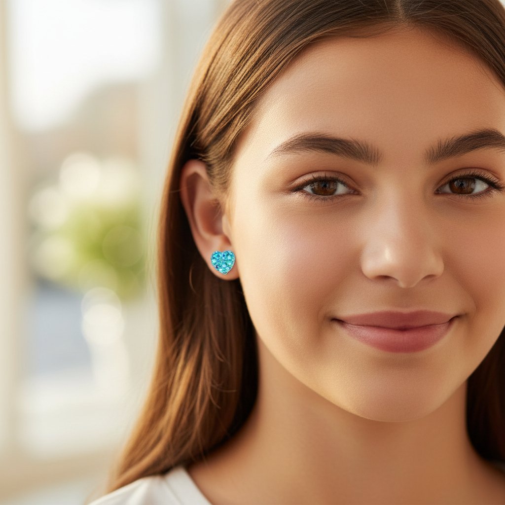 Sparkly Heart Stud Earrings