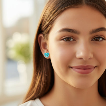 Sparkly Heart Stud Earrings