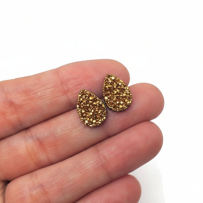 Teardrop Faux Druzy Stud Earrings
