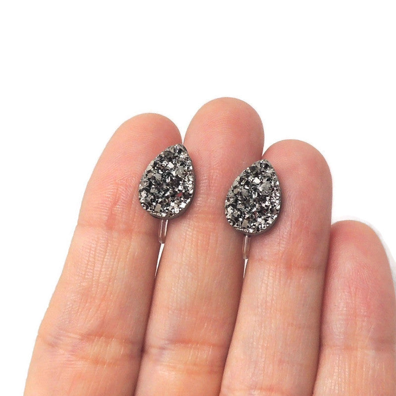 Teardrop Faux Druzy Stud Earrings