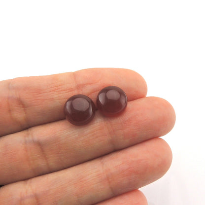 Boucles d'oreilles à tige en pierre d'agate rouge, 10 mm