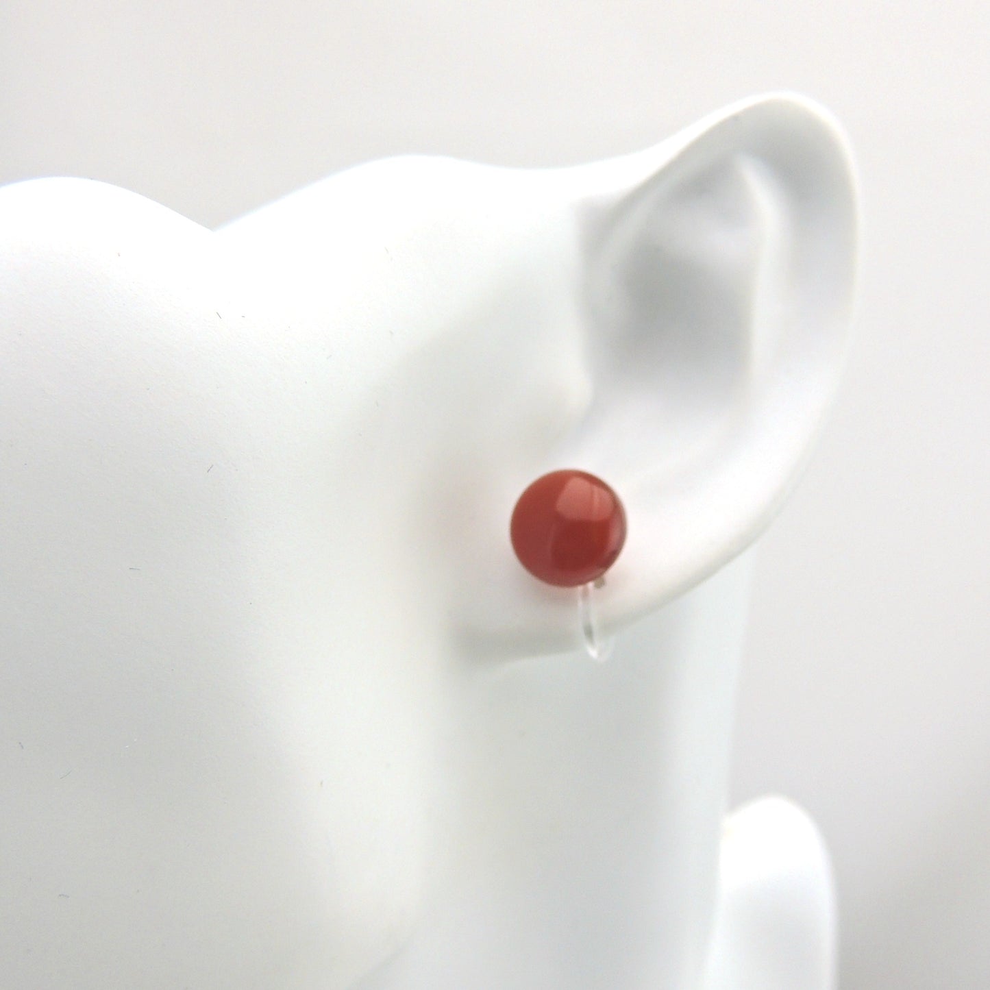 Boucles d'oreilles à tige en pierre d'agate rouge, 10 mm