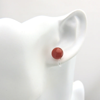 Boucles d'oreilles à tige en pierre d'agate rouge, 10 mm
