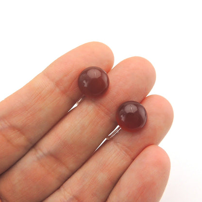 Boucles d'oreilles à tige en pierre d'agate rouge, 10 mm