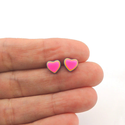 Pretty Smart earrings plastic post metal free 3D rainbow hearts
