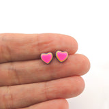 Pretty Smart earrings plastic post metal free 3D rainbow hearts