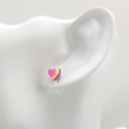 Pretty Smart earrings plastic post metal free 3D rainbow hearts