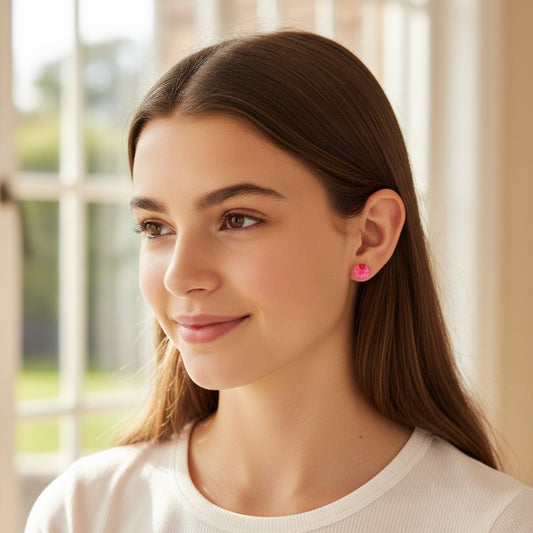 Pink Donut Stud Earrings