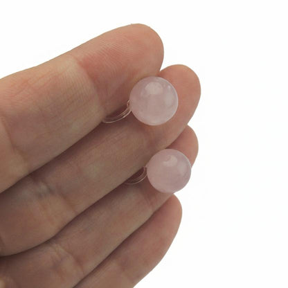 Poteau en plastique ou clip invisible sur boucles d'oreilles en pierre de quartz rose, sans métal