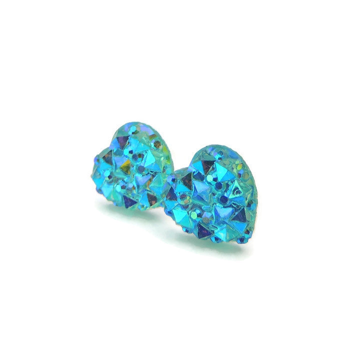Sparkly Heart Stud Earrings