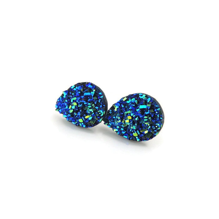 Teardrop Faux Druzy Stud Earrings