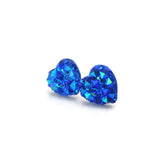 Plastic Post or Invisible Clip On Sparkly Heart Earrings 10mm