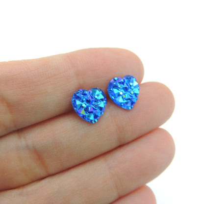 Sparkly Heart Stud Earrings