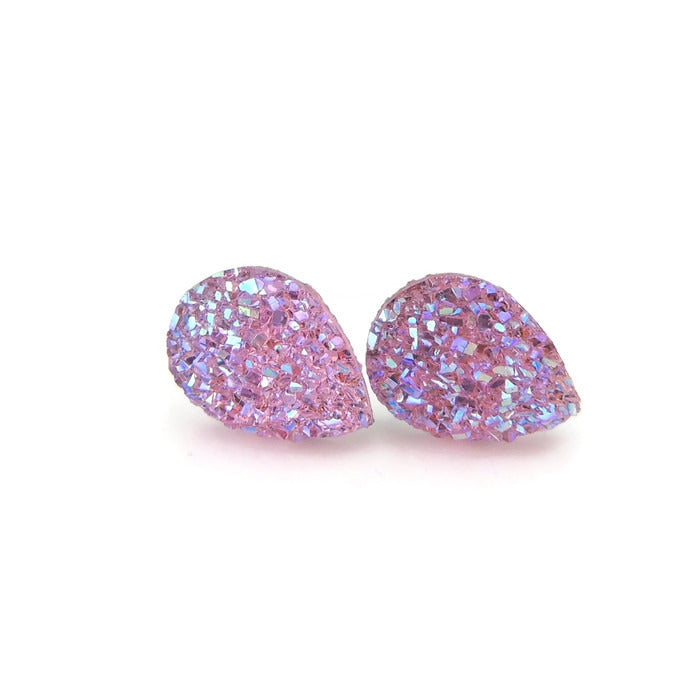 Teardrop Faux Druzy Stud Earrings