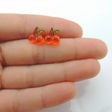 Plastic Post or Invisible Clip On Metal Free Cherry Earrings, 10mm