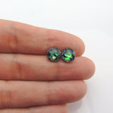 Plastic Post or Invisible Clip On, Iridescent Metal Free Stud Earrings, 8mm