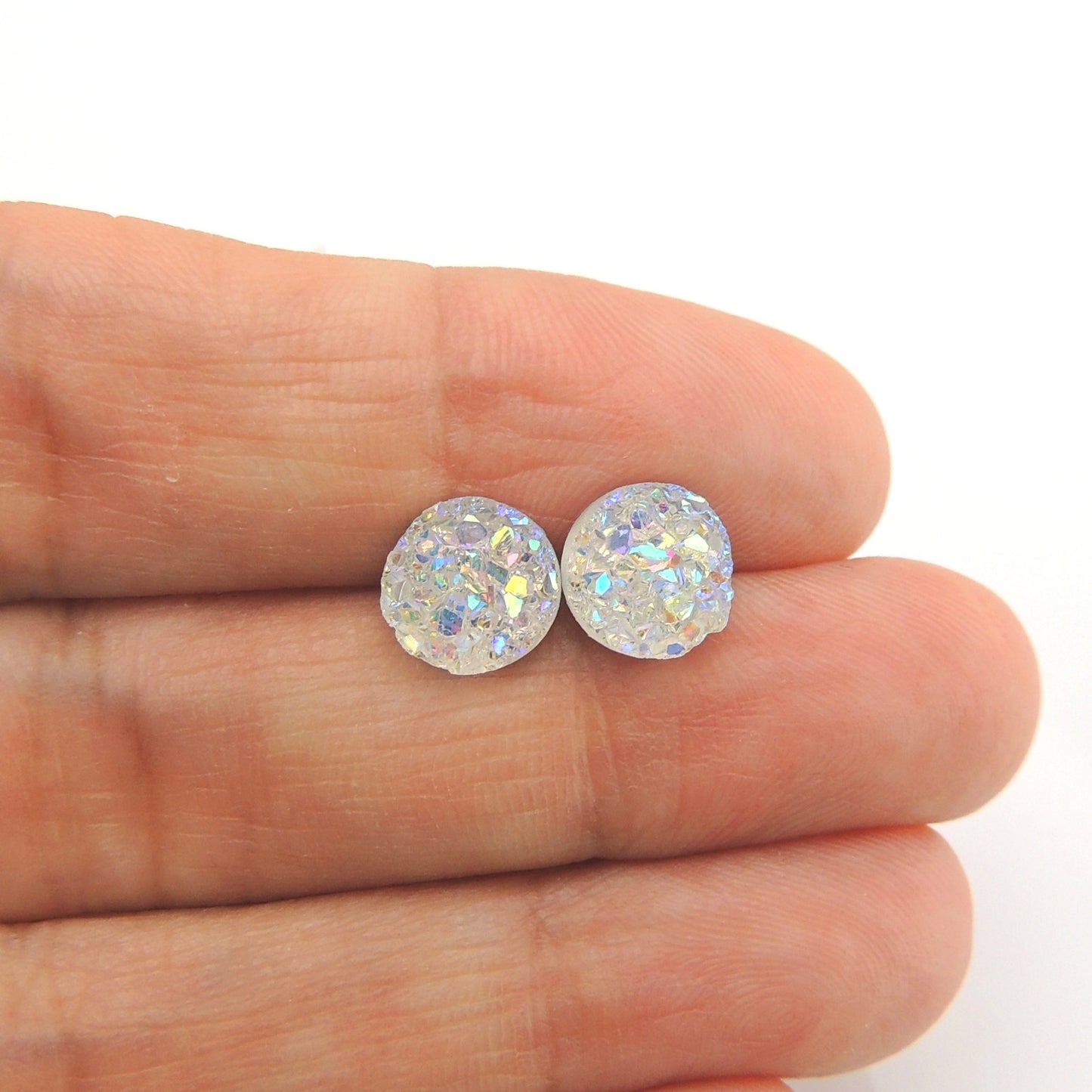 Clear Iridescent Smart Earrings Plastic Post Jewelry Nickel Free Hypoallergenic Non-Pierced Clip On Girls Fashion 