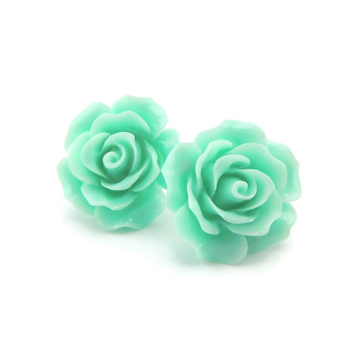Large 20mm Rose stud earrings on metal free plastic posts