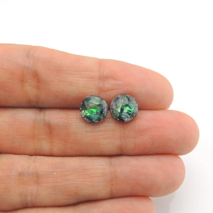 Iridescent Cabochon Stud Earrings