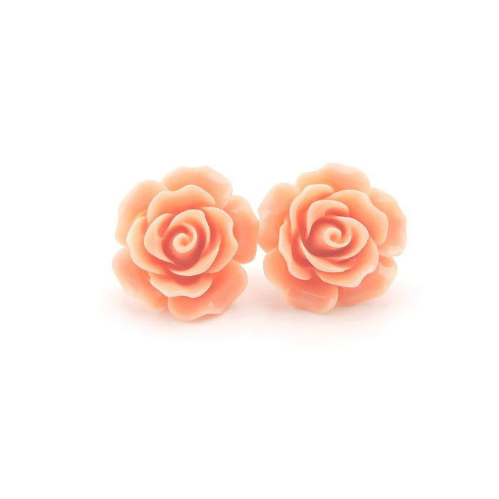 Grandes boucles d'oreilles à tige en forme de rose, 19 mm