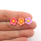 Plastic Post or Invisible Clip On Metal Free Floral Earrings 11mm