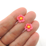 Plastic Post or Invisible Clip On Metal Free Floral Earrings 11mm
