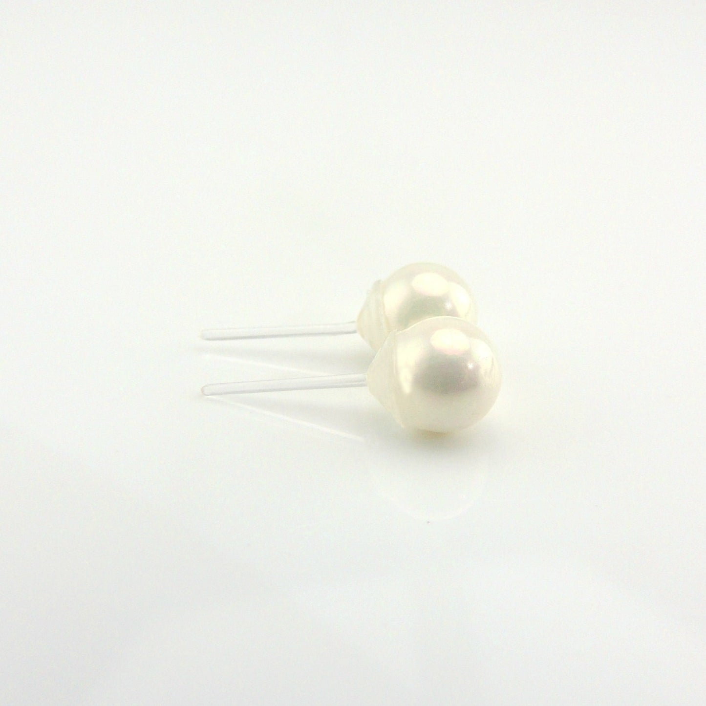 Shell Pearl Stud Earrings, 6mm