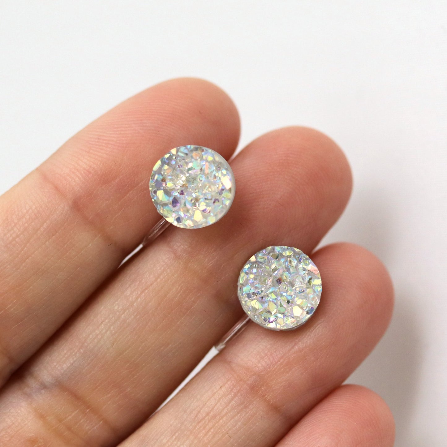 Faux Druzy Stud Earrings , 10mm