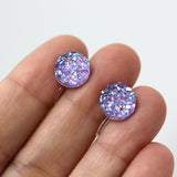 Plastic Posts or Invisible Clip On Druzy Earrings , 10mm