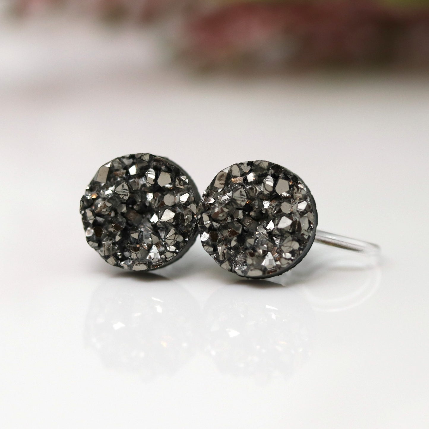 Faux Druzy Stud Earrings , 10mm