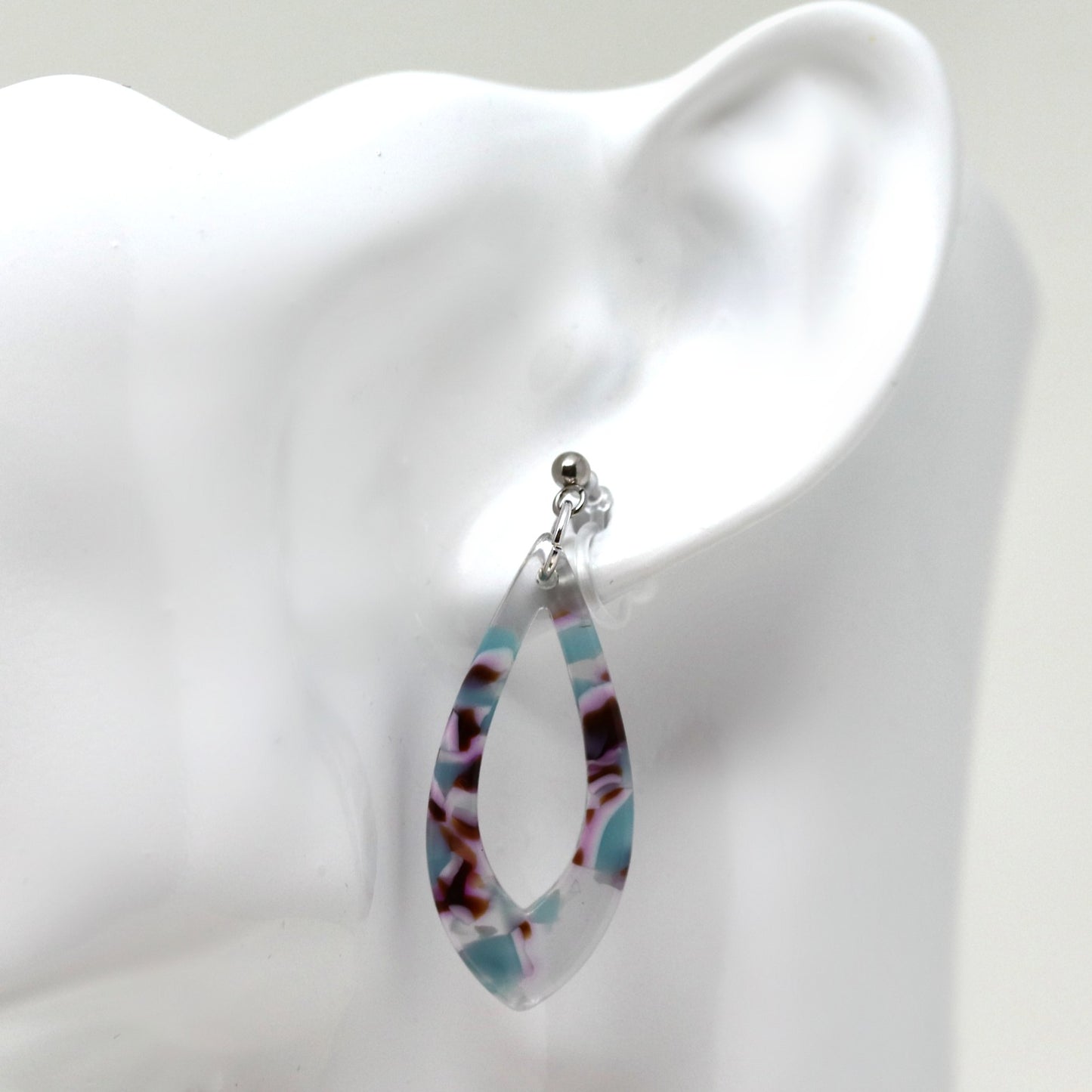 Acrylic Teardrop Dangle Earrings - 2 Colors