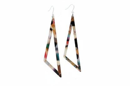 Boucles d'oreilles pendantes en acrylique avec triangle scalène long - 4 couleurs