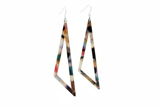 Boucles d'oreilles pendantes en acrylique avec triangle scalène long - 4 couleurs