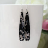 Invisible Clip On or Plastic Hooks Dangle Earrings Acrylic Elongated Teardrop, 60mm