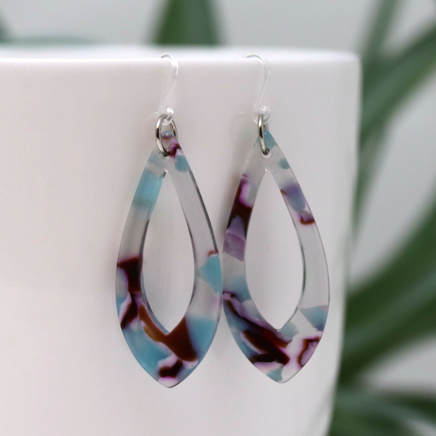Acrylic Teardrop Dangle Earrings - 2 Colors