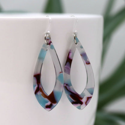 Acrylic Teardrop Dangle Earrings - 2 Colors