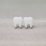 Plastic Post or Invisible Clip On Metal Free Tooth Earrings, 10mm