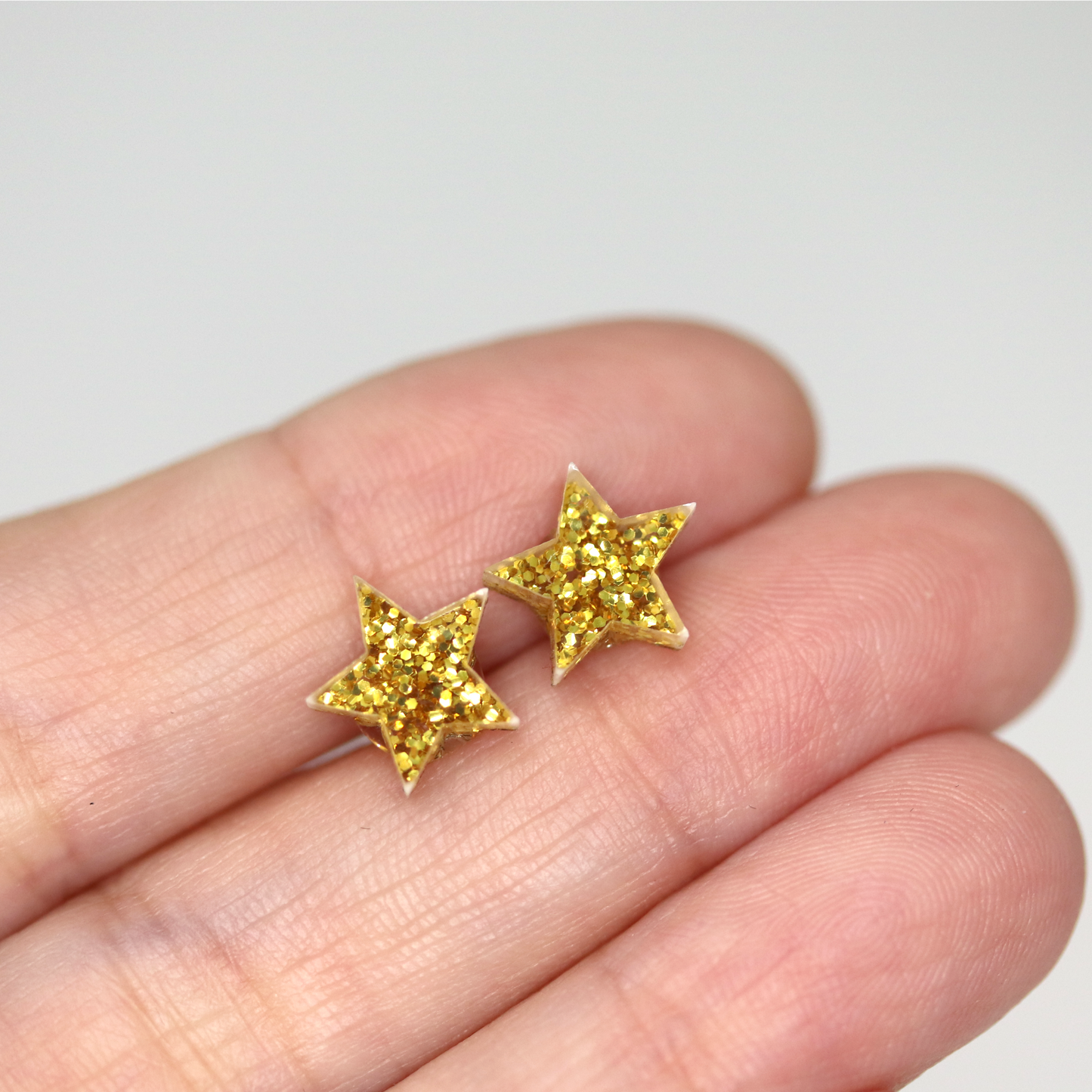 Gold Glitter Acrylic Star Stud Earrings