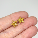 Plastic Post or Invisible Clip On, Metal Free Glitter Star Earrings, 10mm