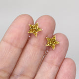 Plastic Post or Invisible Clip On, Metal Free Glitter Star Earrings, 10mm