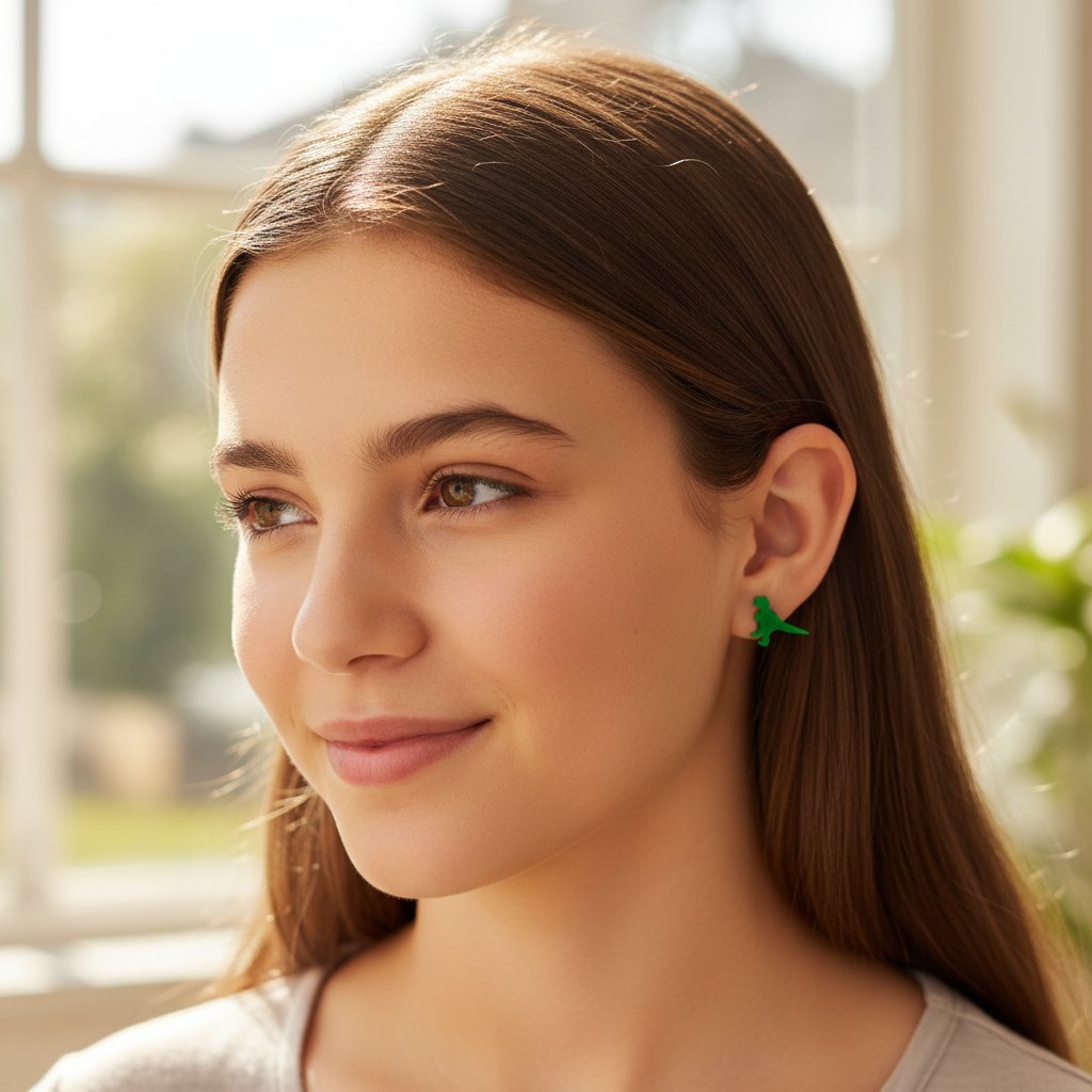 Boucles d'oreilles à tige en forme de dinosaure, 10 mm