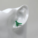 Plastic Post or Invisible Clip On Metal Free Earrings Dinosaur, 10mm
