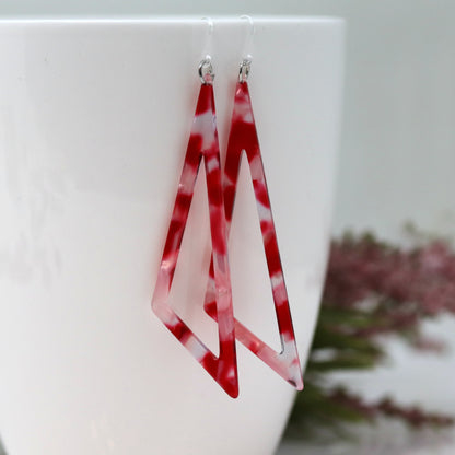 Boucles d'oreilles pendantes en acrylique avec triangle scalène long - 4 couleurs